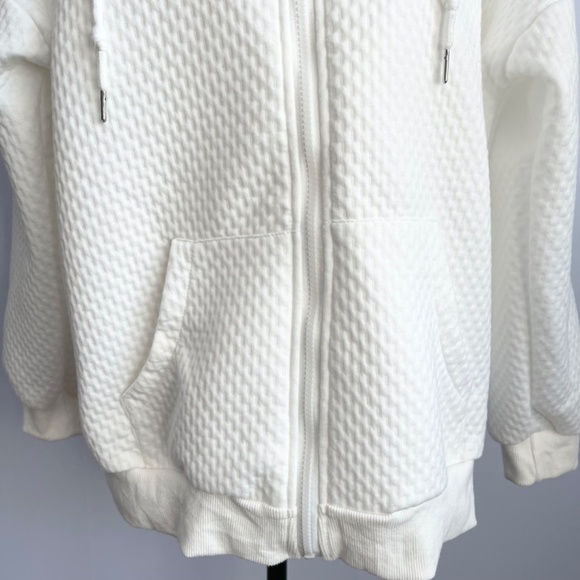 ZRFO White Textured Oversized Hooded Jacket US M - Picture 5 of 7